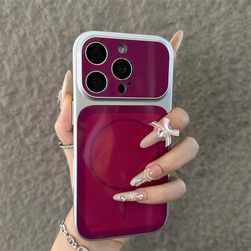 Applicable to iPhone17Pro Max mobile phone case solid color thin ring magnetic suction Apple 16Pro anti-drop 15 hard protective case