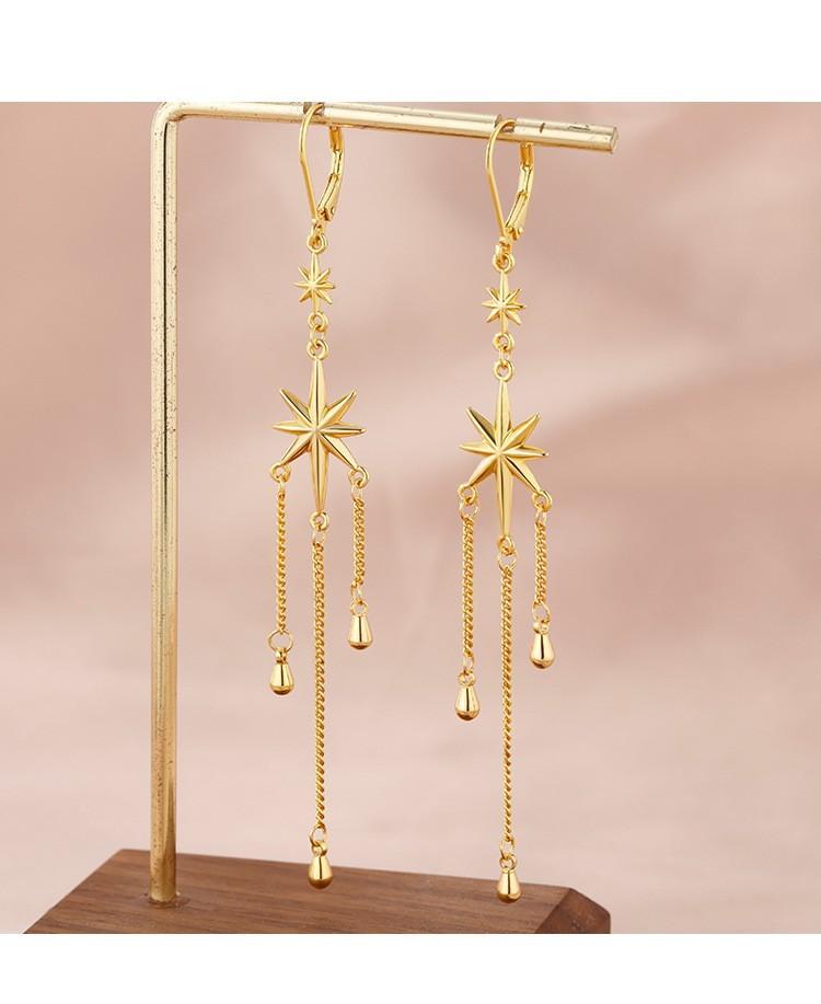 

Vintage Star Long Teardrop Earrings, Cool Style Unique Drop Pendant