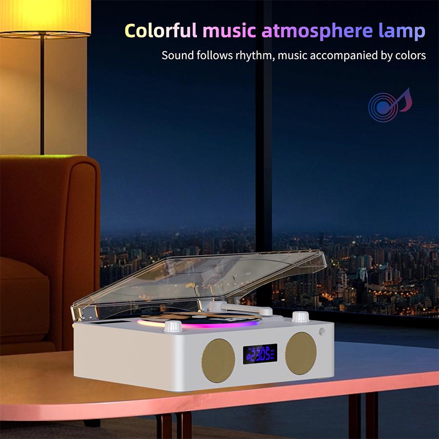 Bezztrátový CD přehrávač Obousměrný Bluetooth 5.0 LED Ambient Light Vestavěný reproduktor HIFI hudební přehrávač FM rádio Dobíjecí USB přehrávání