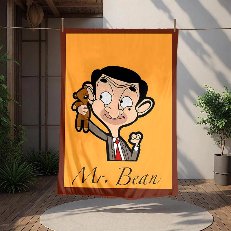 Mr Bean Flannel Blanket Soft Warm All-Season Throw, Design for Camping, Car Travel, Hiking Sofa, Bed, Office Perfect Gift for Parties