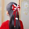 Plush Ball Children's Chinese Hairpin Lion Embroidered Bow Headwear Red Bow Hair Clip  Decoration