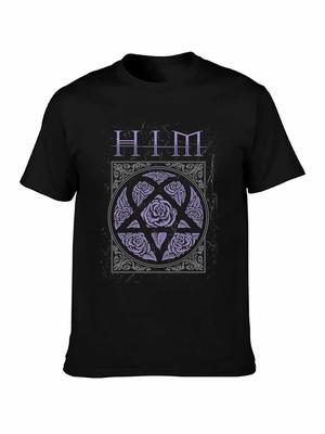 T-shirt Grafica con Pentagramma Rosa HIM