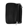 Gucci Script letter logo zipper closure leather card holder wallet men's black