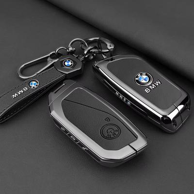 T6For X1 U11 X7 X5 G05 LCI I7 IX XM Series 7 740Li U06 G81 M3 Alloy Leather Car Key Case Cover Shell Protector Fob Accessories