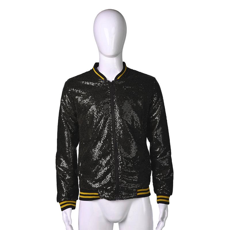 Men's Plus Size Sequin Dancewear Zip Cardigan Jacket - Bestseller