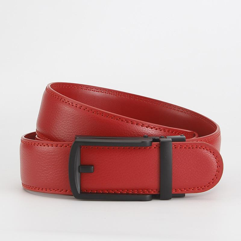 Dolly Road, Reverse Buckle Belt 3.5 Automatic Buckle Two-Layer Cowhide Belt, Men'S Leisure Belt