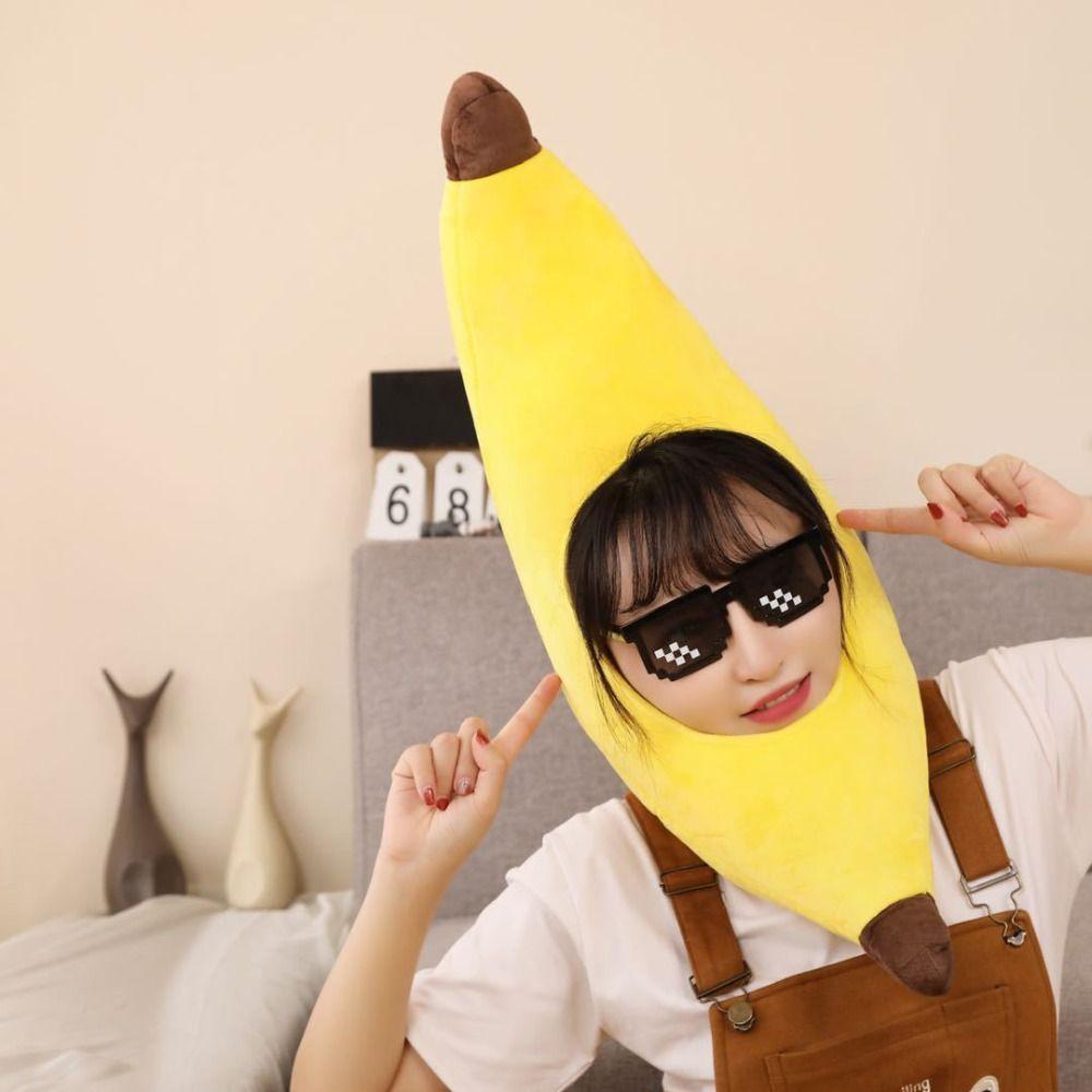 Cartoon Plush Fruits Hat Creative Halloween Headgear Yellow Banana Cap Festival Event