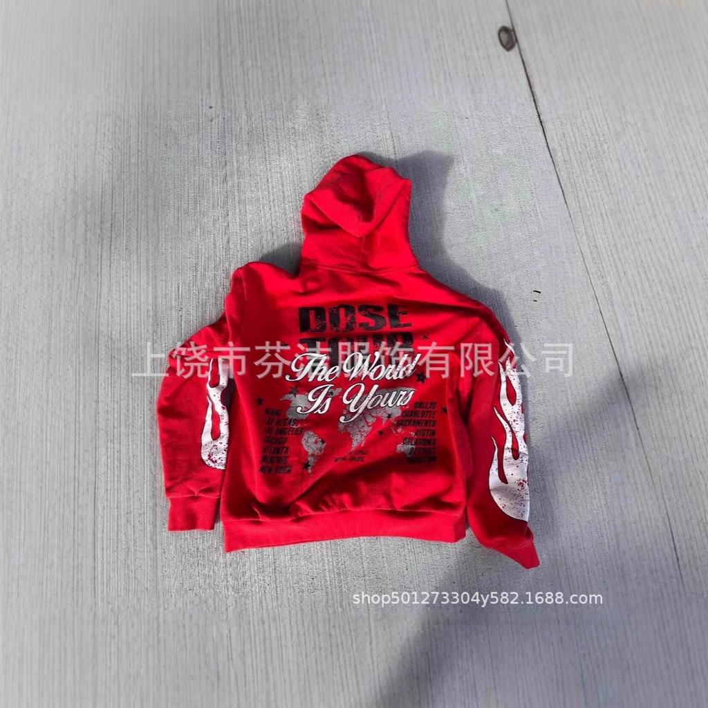Jacket European and American Kanye retro old hell star 3D printing flame unicorn arm hoodie, sweater