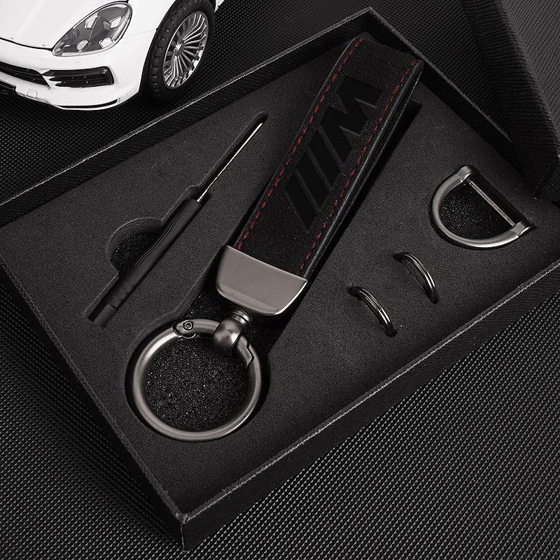 New Sude Leather Car Key Chain Keyring Lanyard Gift Keychain For BMW M E46 E36 E34 F10 E90 F30 E60 F30 E53 E30 E92 E87 Sticker djsc34