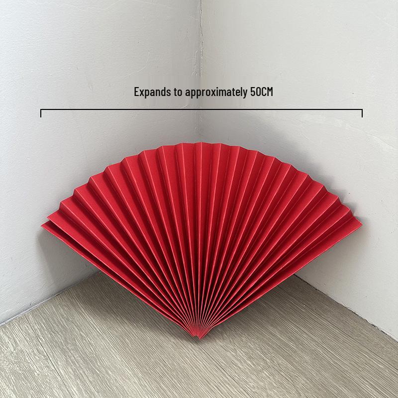 Roter halbkreisförmiger Bambuspapierfächer für Hochzeits- und Eventdekoration