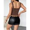 Top Corto Corsetto Bianco da Donna con Scollo Quadrato Bustier Strutturato Spalline Sottili