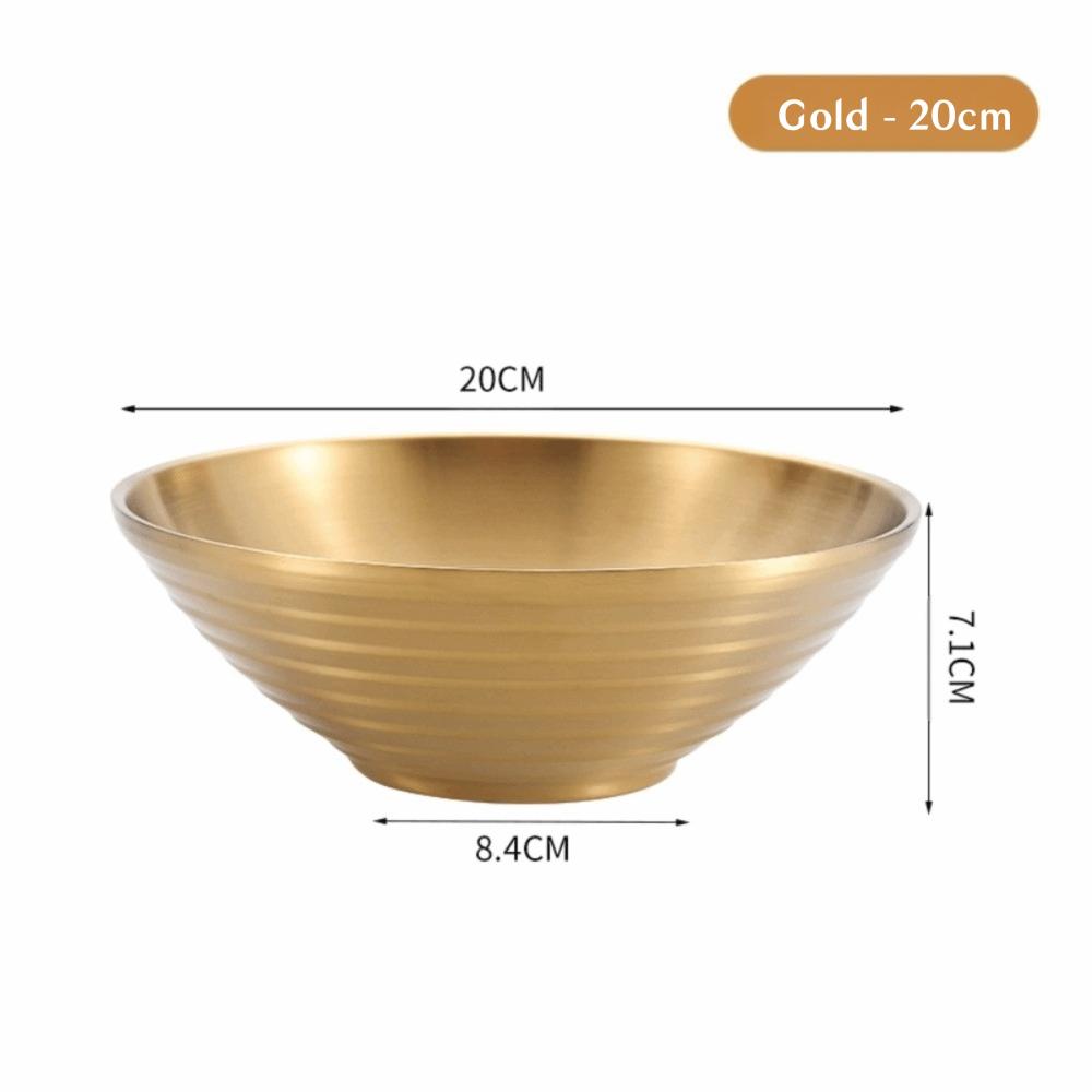 New 304 Stainless Steel Bamboo Hat Bowl Double Anti Scalding Japanese Bowl Threaded Ramen Bowl Pickled Cabbage
