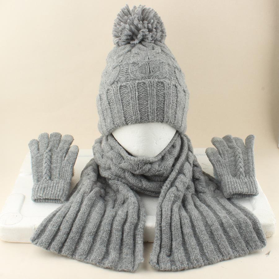 Dziecięcy Zimowy Ciepły Dzianinowy Zestaw Czapka z Pomponem Szalik Rękawiczki Zestaw 3 Szt. Lub Pojedyncza Czapka Beanie Wiatroodporna Ochrona Uszu Dla Chłopców Dziewczynek Zimna Pogoda Na Zewnątrz