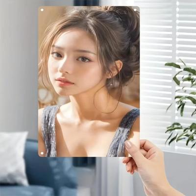 Metal Wall Art Minimalist Woman Portrait Iron Plate Home Bar Decor