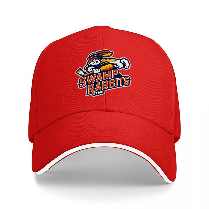 SWAMP RABBITS BASEBALLKAPPE SCHWARZ VERSTELLBARER SITZ TEAMLOGO BESTICKTE MÜTZE FÜR Unisex UND Frauen SPORTFAN ACCESSOIRE