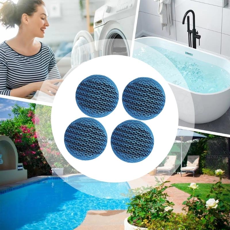 4Pcs Scum Absorber Cleaning Sponge Ball for Hot Tubs Spas Pools Bathrooms Descale Absorb Oil Multiple Application