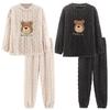 QUNCHAORI Matching Bear Pajama Winter Long Plus Birthday Gift Couple's Set, Loungewear, Sleeves, Fluffy, Cute, Thick, Sizes, Stylish, Casual,