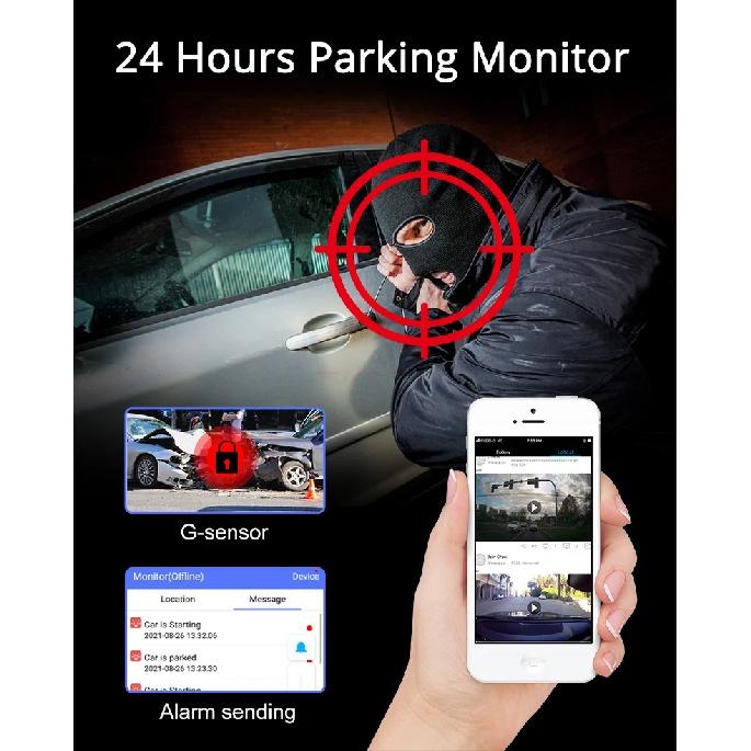 ADAS 4G Android DVR Remote Parking Monitor 3''Touch Dash Cam WIFI GPS Dual lens 2WAY Talk Live Streaming on Car ASSIST APP