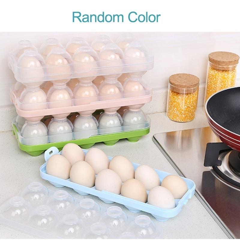 1pc of 12 Grids Stackable Egg Holder Fridge Tray Storage Container Removable Lid