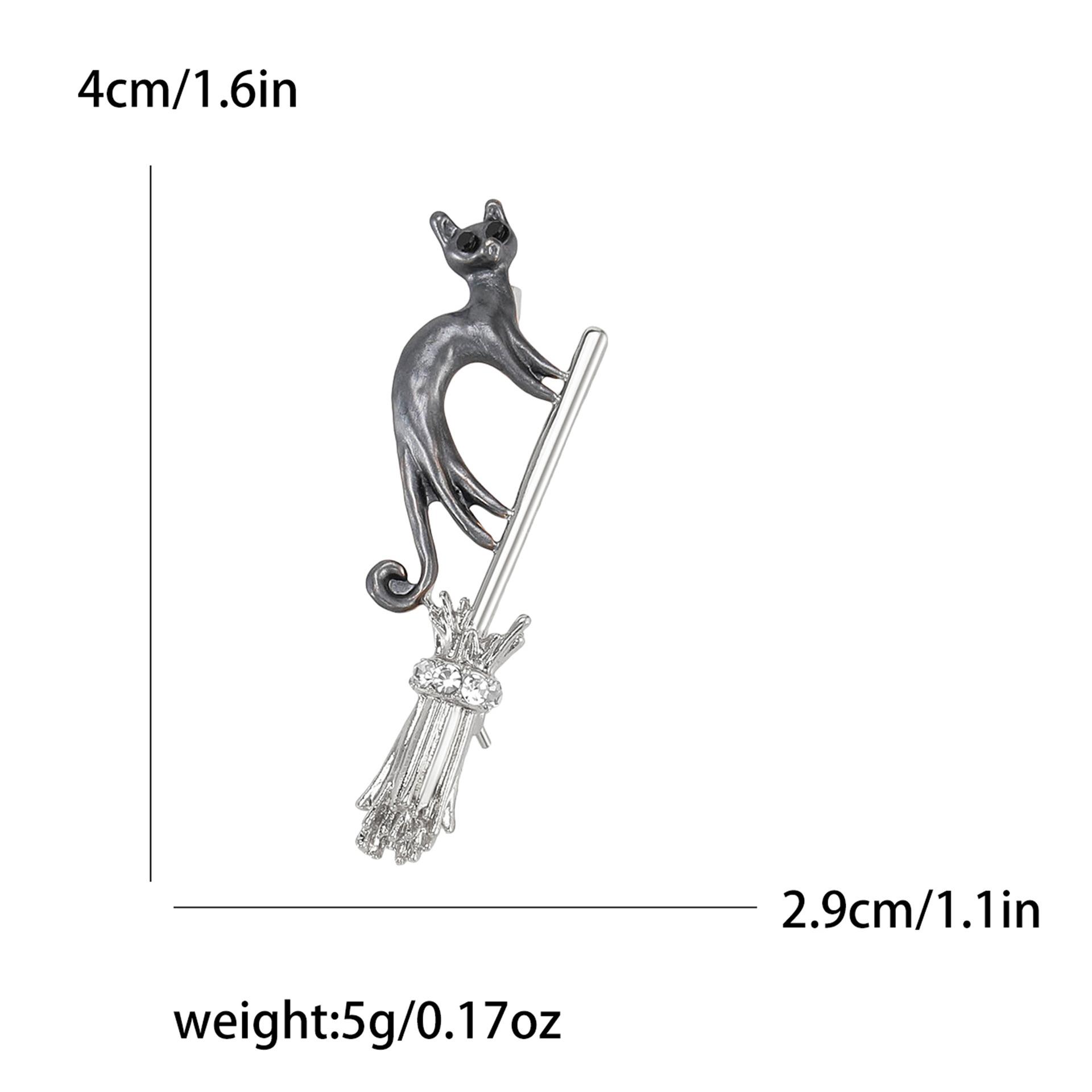 

Модные креативные украшения Брошь в виде летящей метлы с котенком, универсальный корсаж с изображением животных