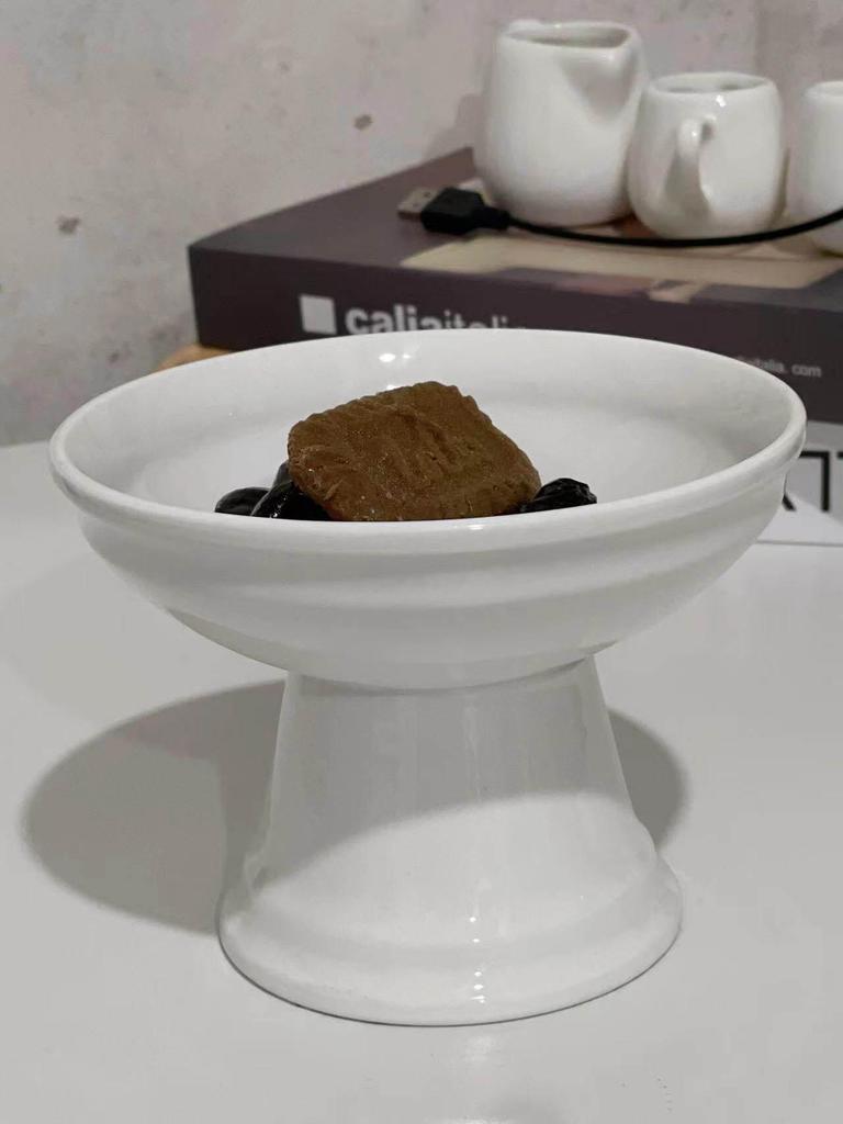 Pure White Ceramic Multi-Level Pastry and Sushi Plate with Tall Legs