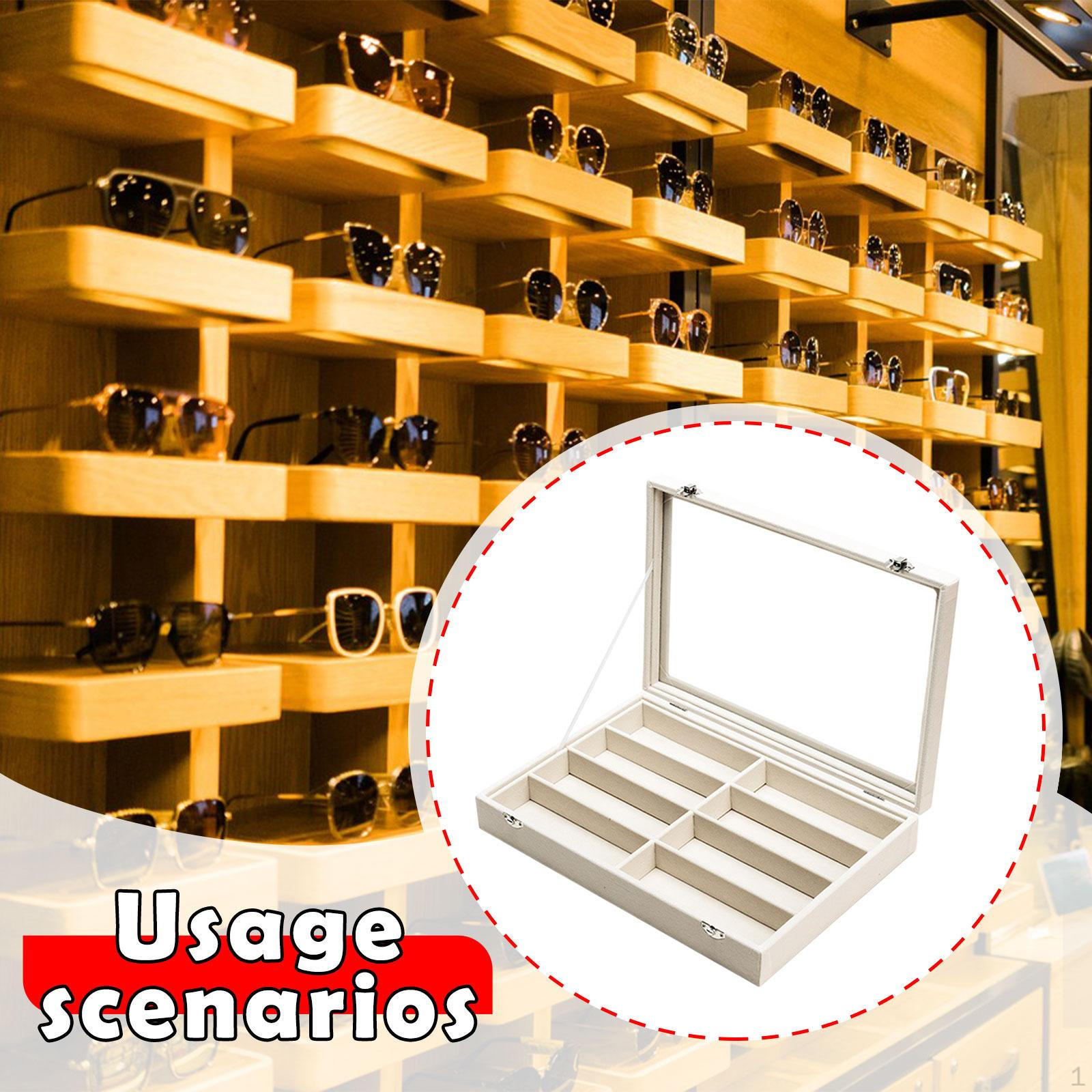 

Контейнер-кейс для хранения очков 8 ячеек прозрачная крышка домашний гаджет органайзер для солнцезащитных очков Beige Yellow