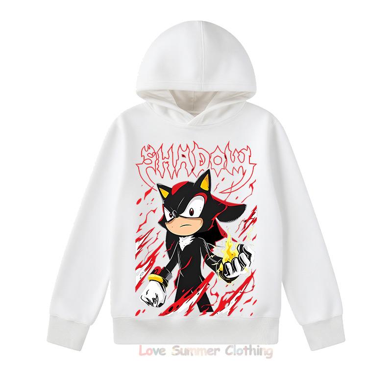 Sudadera con capucha para niños de 4 a 14 años Estampado HD de Sonic Sudadera fina para niños Sudadera con capucha de manga larga para otoño Ropa casual sencilla para niñas Poliéster