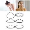 Hair Band Black Fashionable Exquisite Simple Metal Headband for Running Sports Make Up 6 Pcs