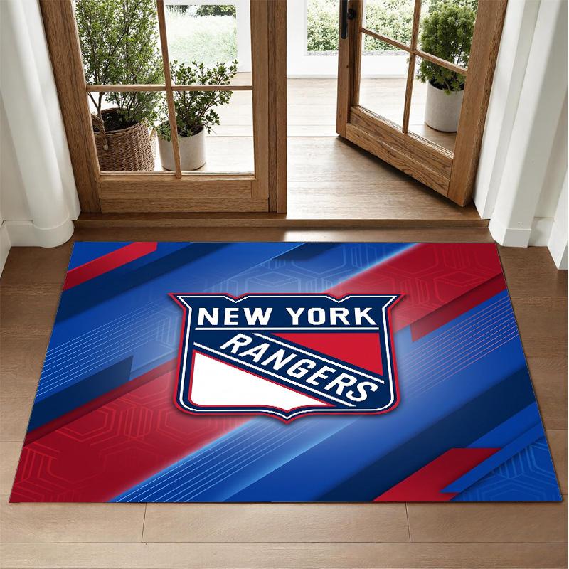 New York Rangers Design Crystal Velvet Rug Soft Decorative Mat for Bedroom Entrance