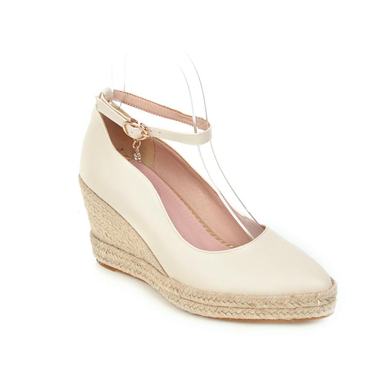 

Классические туфли-клинья для женщин Весенние повседневные с ремешками на щиколотке Туфли-лодочки на высоком каблуке Белые Зеленые Клинья Свадебные Офисные туфли Женские 44 бежевый