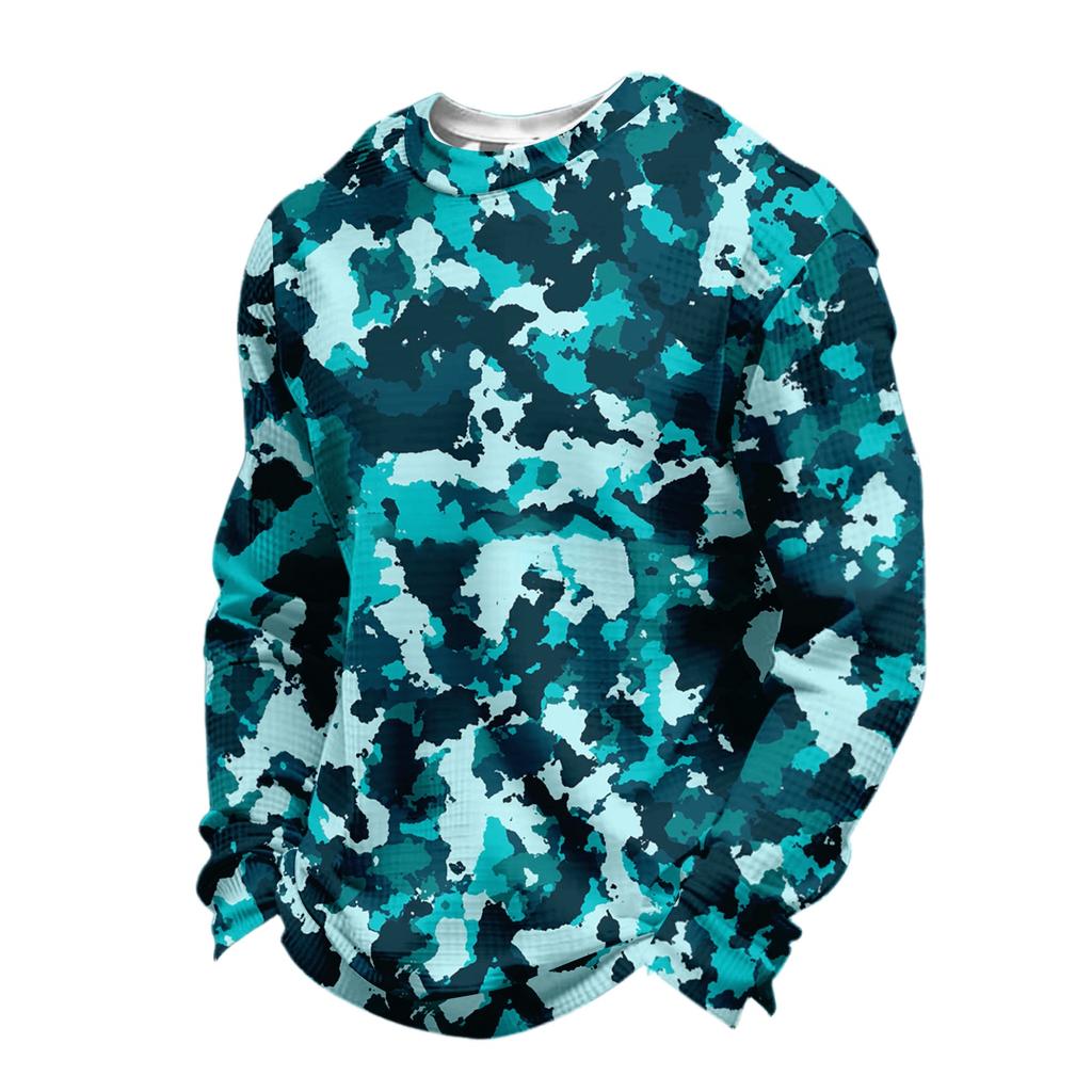 Pánský ležérní top s digitálním potiskem a dlouhým rukávem, Pánský kulatý výstřih s dlouhým rukávem