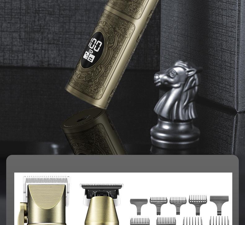 Rechargeable Digital Hair Clipper Set with Engraving, Professional Salon Quality for Home Use