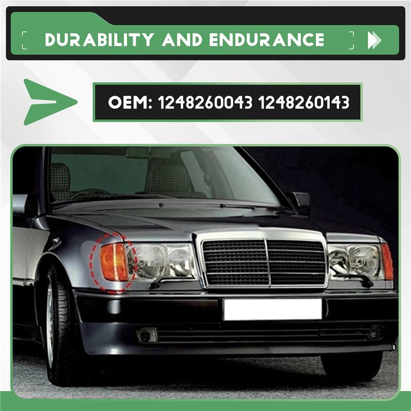 Powerful Car L+R White Corner Lights Turn Signal Lights For Mercedes W124 E-Class Sedan 1985-95 1248260043 1248260143