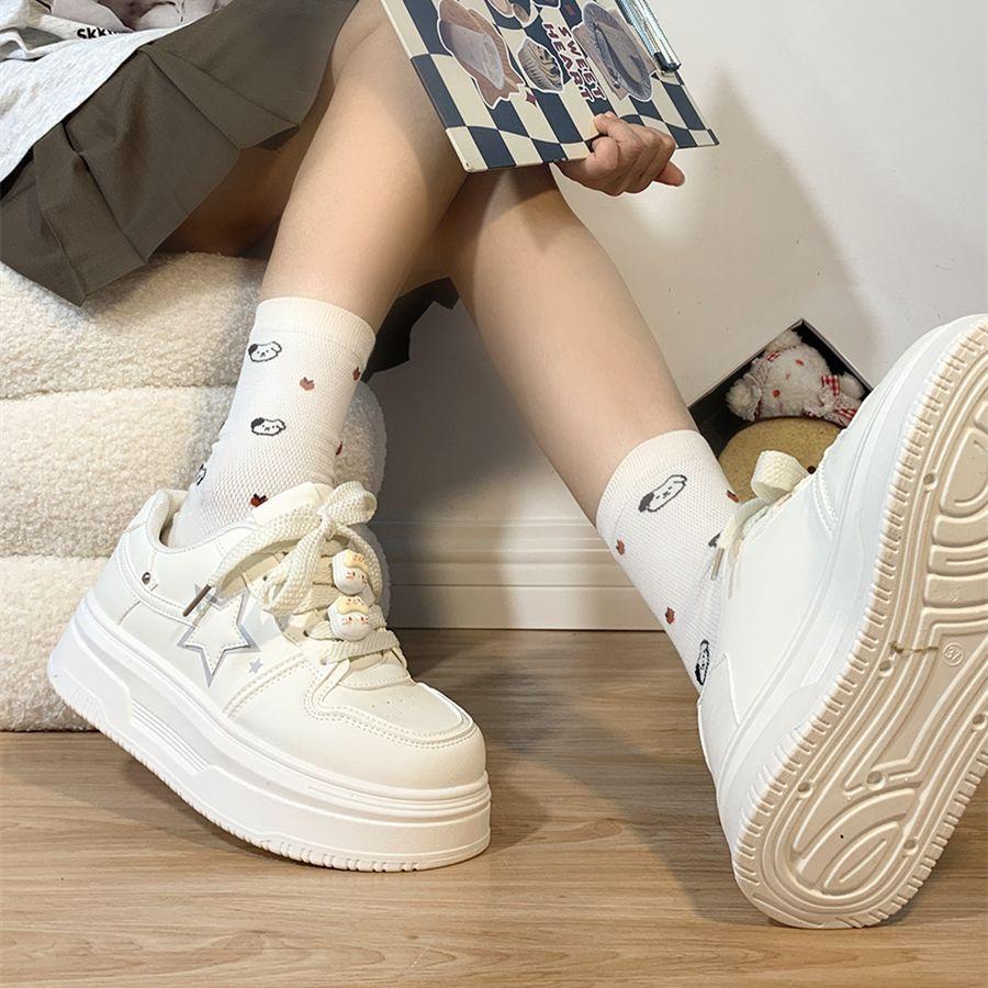Milk fufu explosive change milk cat platform white shoes women's 2025 summer new breathable versatile casual board shoes