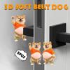3D Shiba Inu Dog Belly Sticker - Cute Puppy Wearing Orange Outfit with Soft Pink Background, Silicone Self-adhesive