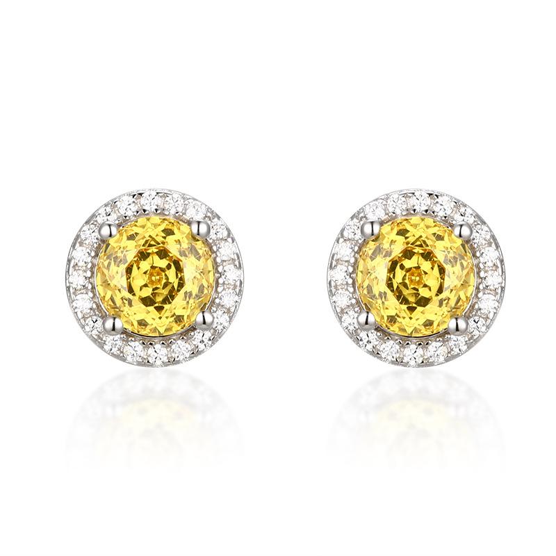 Lehký luxus 925 sterlingového stříbra s vsazeným zirkonem broušeným do tvaru růže náušnice pecky niche high-end přeshraniční náušnice s birthstone