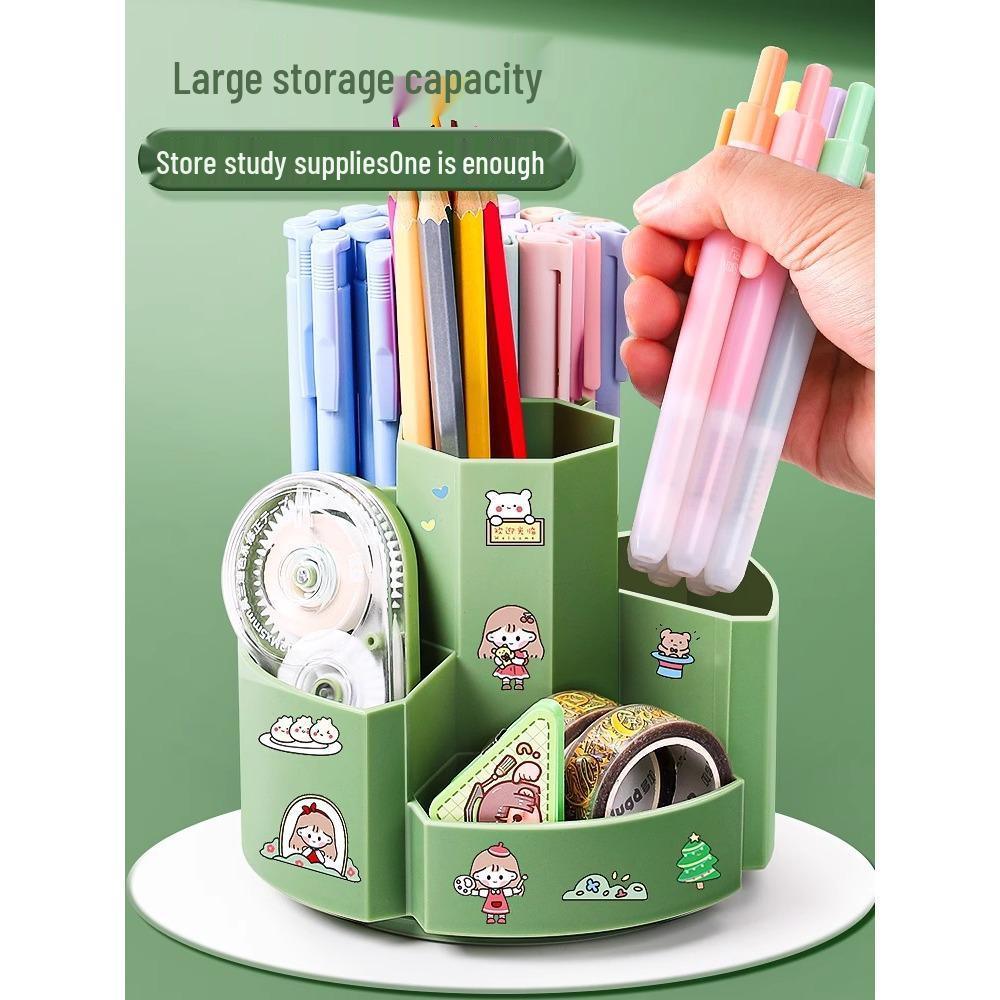 360° Rotating Pen Holder: Large Capacity, Multi-functional Desk Organizer for Kids