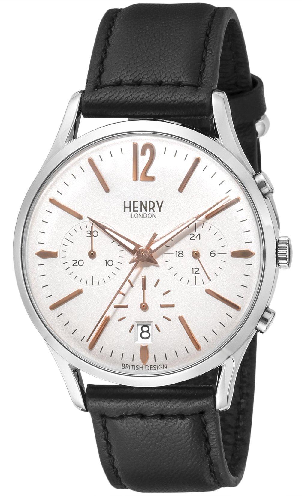 

[Henry London] Часы HIGHGATE с серебристым циферблатом из нержавеющей стали с лобовым стеклом, кварцевые, 41 мм, часы UK London HL41CS0011 мужские, красные [Товар]