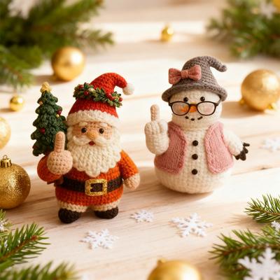 1/2/4 Adet Noel Tığ İşi Noel Baba Süsü El Yapımı Örme İplik Orta Parmak Noel Baba Bebek Noel Tatili Parti Dekorasyonu