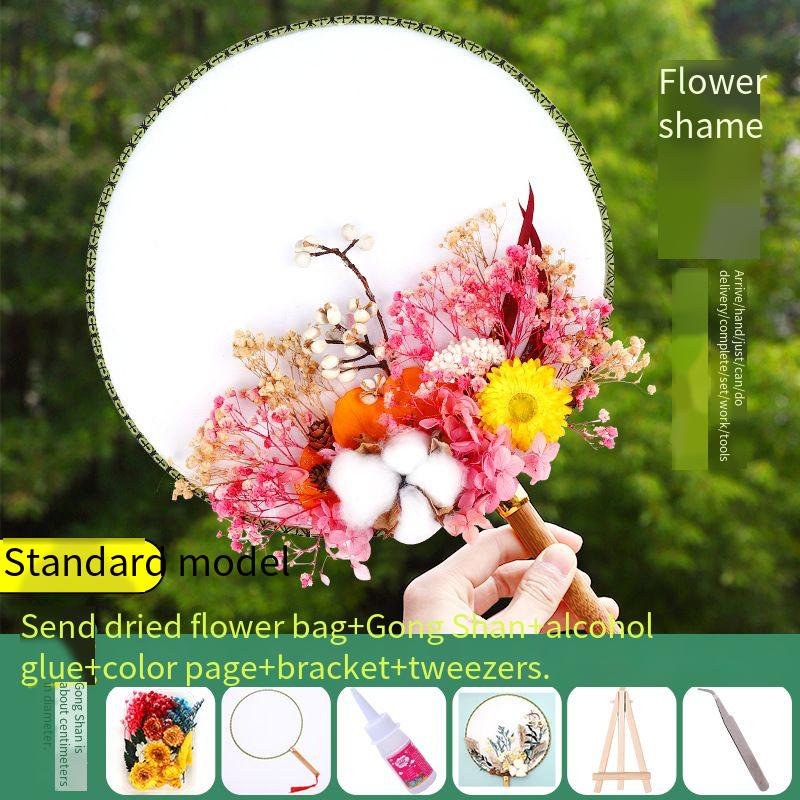 DIY Preserved Fresh Flower Hand Fans Creative Party Gift Home Decoration Fashion Decorative Chinese Japanese Fan Versatile New