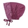 Lace Turban Cap for Women Stretchy Head Scarf Wrap Sleep Hat Elastic Chemo Cap Drawstring Slouchy Skull Cap for Autumn Winter Outdoor Activities