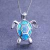 Bohemia Cute Turtle Pendant Necklace For Women Inlay White Imitation Opal Necklace Wedding Party Jewelry Christmas Gifts for Her