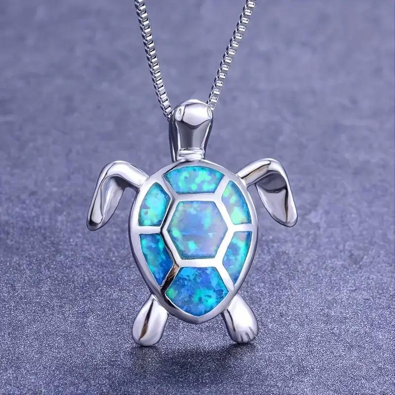 Bohemia Cute Turtle Pendant Necklace For Women Inlay White Imitation Opal Necklace Wedding Party Jewelry Christmas Gifts for Her