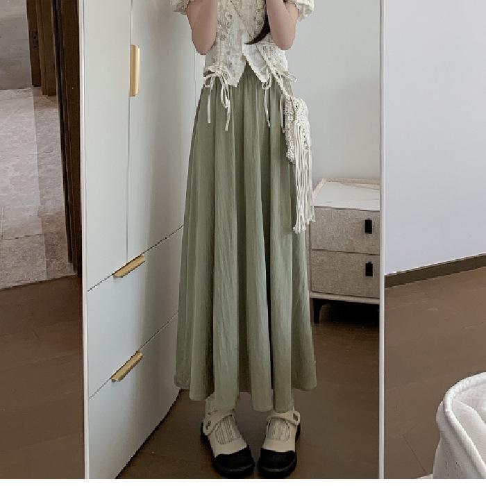 Pleated Yamamoto High-Waist A-line Skirt: Women's Spring/Summer 2025 Korean Style, Slimming, Plus Size, Mid-Length, Hip-Covering Skirt