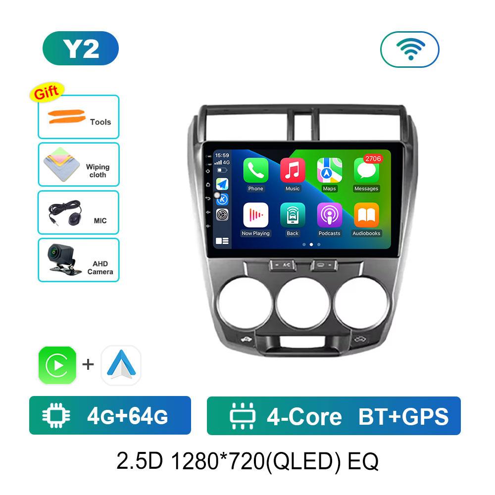 for Honda City 2008 - 2014 Android 14 Intelligent System Car Radio Multimedia Video Player 4G GPS Navi WiFi Split Screen