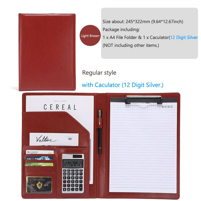 A4 Padfolio Man PU Padfolio File Folder Portfolio Business Document Holder Metal Clipboard Pad Document Organizer Holder Office