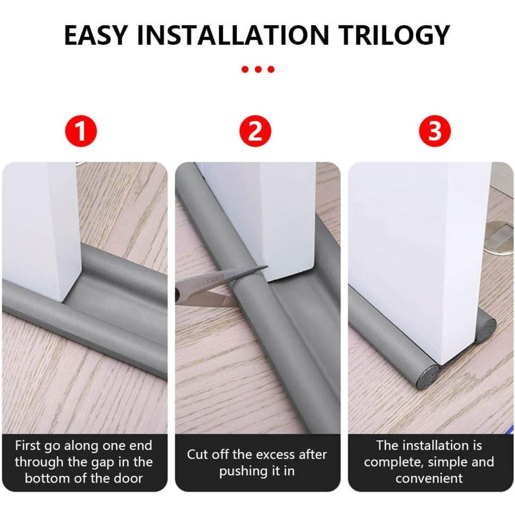 Double Sided Under Door Seal Insulation Foam Draft Excluder, Anti Collision Soundproof, Stop Cold Air and Insects, 96cm, Grey