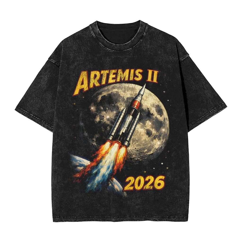 Vintage Tshirt Artemis Ii April 1 2026 Moon Mission Space Exploration Cotton Tshirts Fashion Tee Shirt Man Summer Y2k Tops