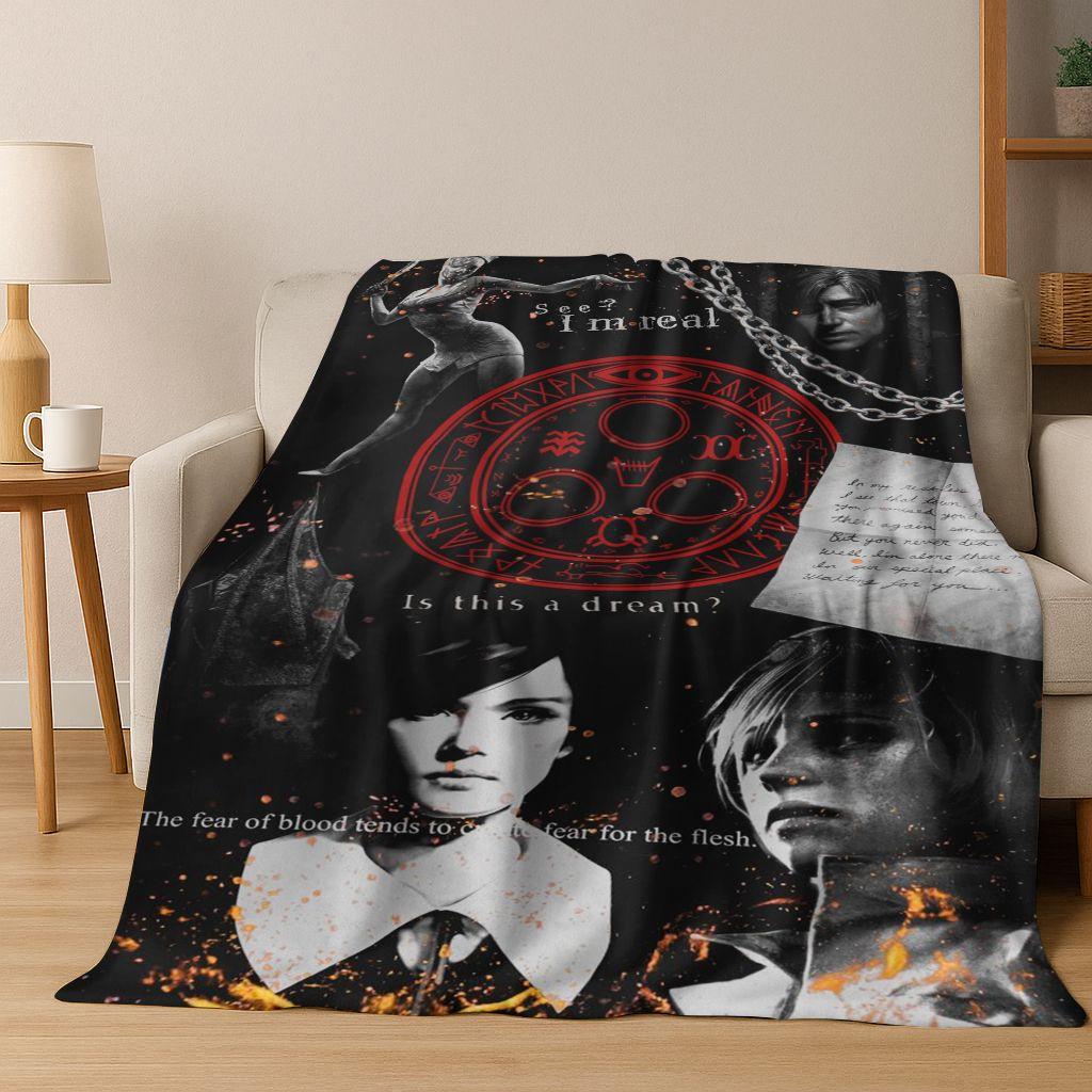 Classic Silent Hill Horror Game Movie Art Flannel Blanket,Cozy Soft Throw Blanket for Home Bedroom Bed Sofa Picnic Cover Gift