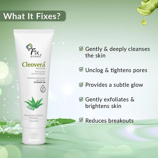 Fixderma Cleovera, Aloe Vera Face Wash with Vitamin E | Aloe Vera Gel for Face | Face Wash & Face Cleanser | Face Wash for Dry Skin (All Type Skin)